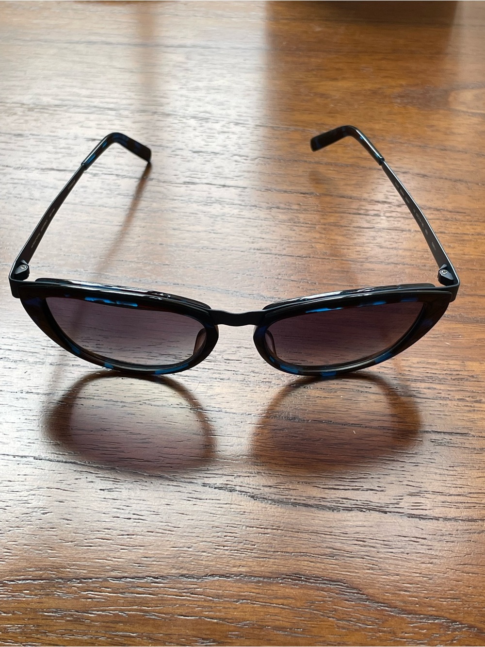 Morgenthal Frederics Oval Sunglasses - Blue Horn and Titanium Frame